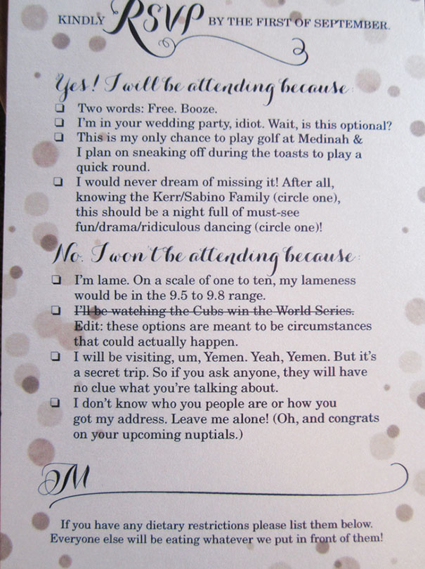9 Hilarious Wedding Invitations That Simply Can’t Be Ignored | Bored Panda