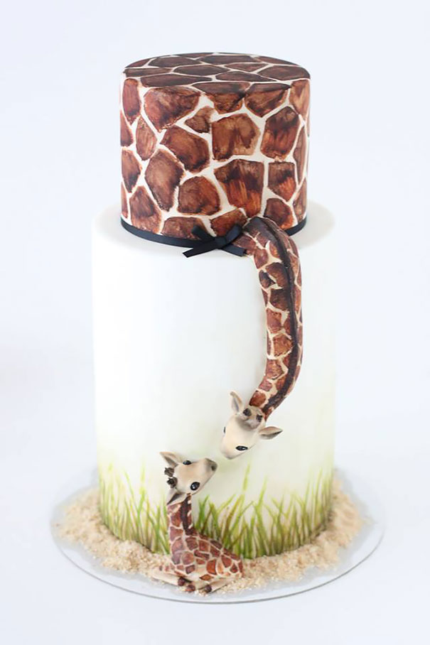 Giraffe Mom And Baby Cake