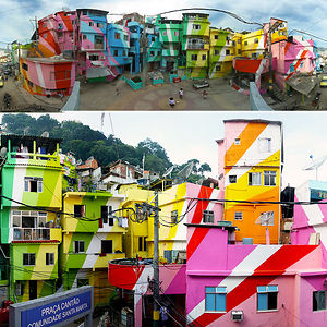Painted Favela In Santa Marta, Rio De Janeiro, Brazil