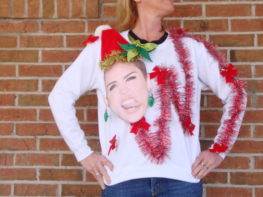 Miley Cyrus Ugly Christmas Sweater