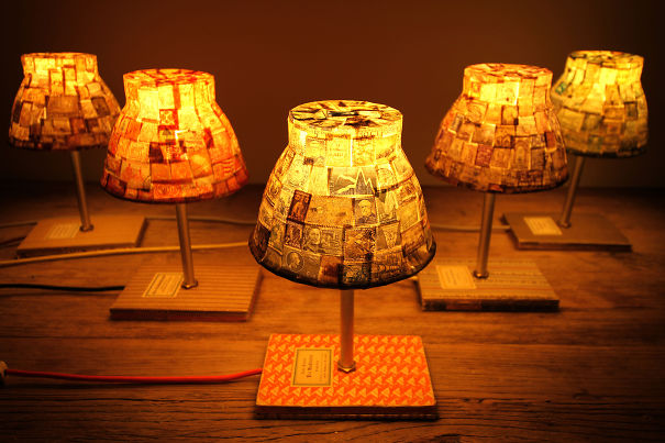 Bedtime Stories: Nightstand Lamps Made Out Of Vintage Stamps And Books. Andreasneuland.com
