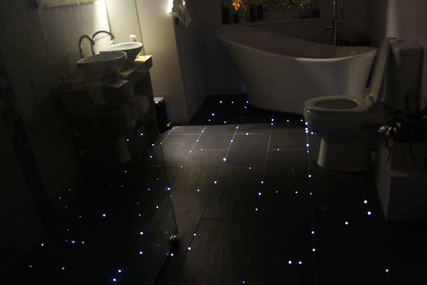 Fiber Optic Starry Night Sky Bathroom Floor