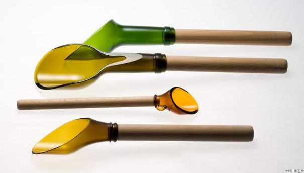 Wine Bottles Turned Into Kitchen Scoops
