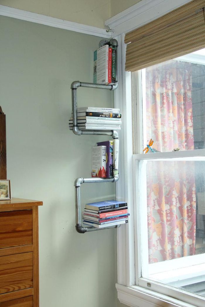 Pipes Turned Into A Bookshelf