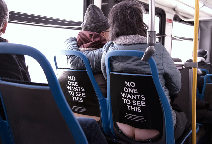 美国奇葩拼接公交广告创意为了引起公众对大肠癌的认识-1