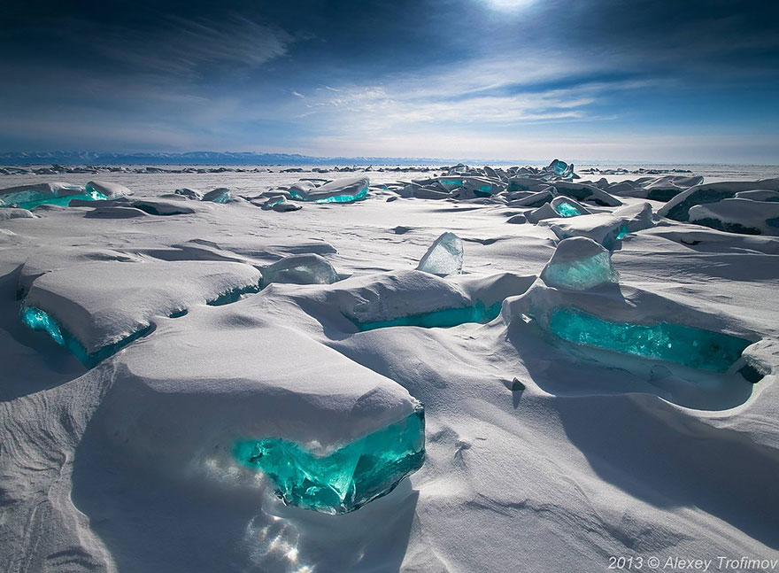 Emerald Ice On Baikal Lake, Russia