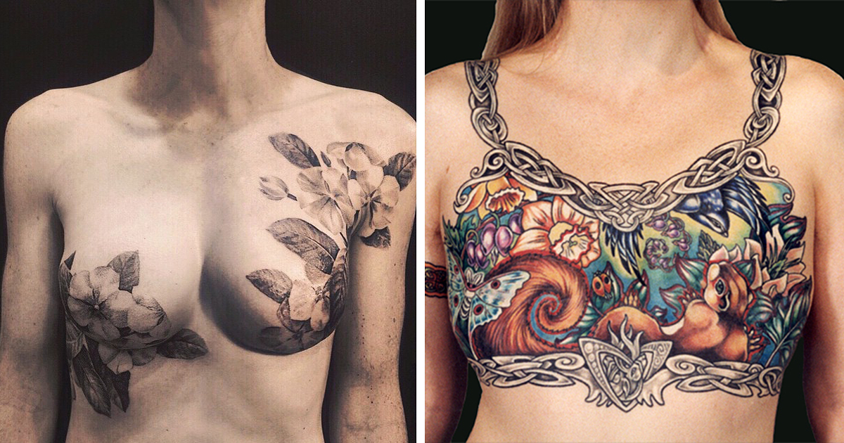 Tattoo artists cover mastectomy scars with beautiful 