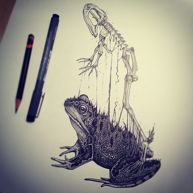 Animals Leave Their Skeletons Behind In Stunning Dark Drawings By Paul