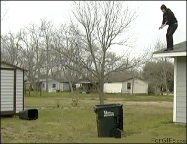trash gif roof garbage fail jump gifs bin funny giphy laugh involved moments cats made flip otters when gifrific fails