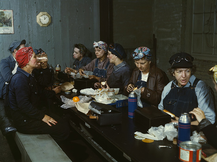 Women Workers Employed As Wipers In The Roundhouse Having Lunch In Their Rest Room (1943)