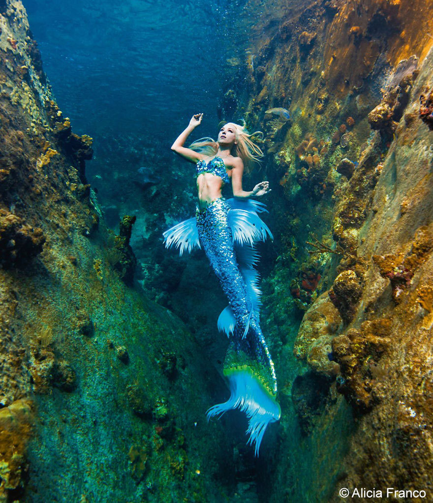 A Real-Life Mermaid Who Swims With Sharks Using Her Fish ...