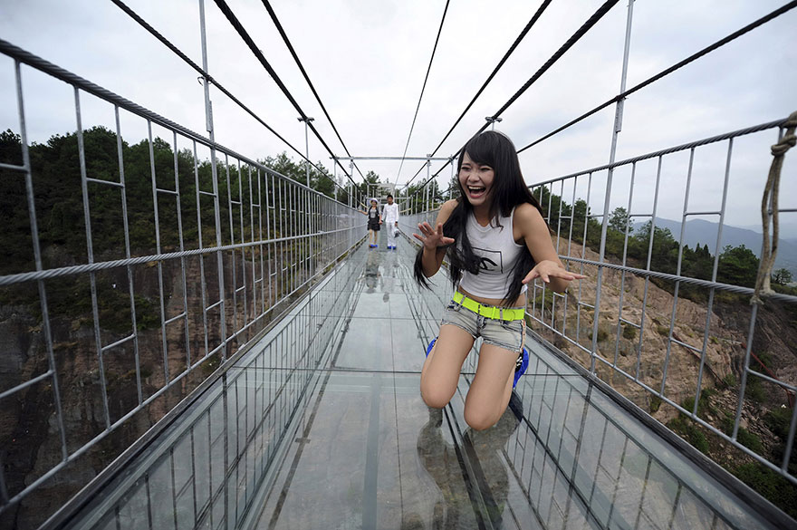 World's longest glass bridge in Shiniuzhai Geopark, China