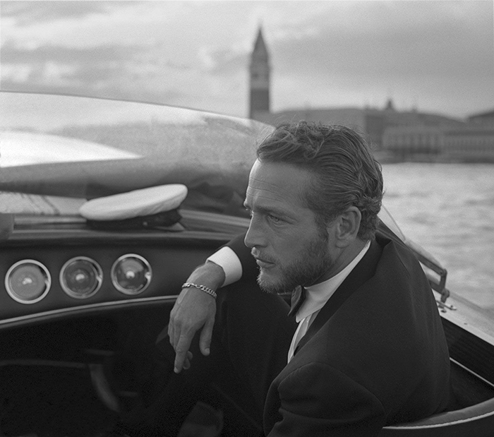 American Actor Paul Newman During A Trip On A Water Taxi In Venice (1963)