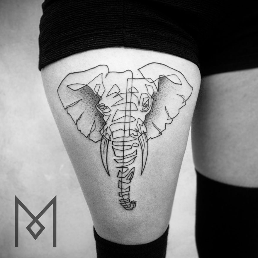 One Continuous Line Tattoos By IranianGerman Artist Mo