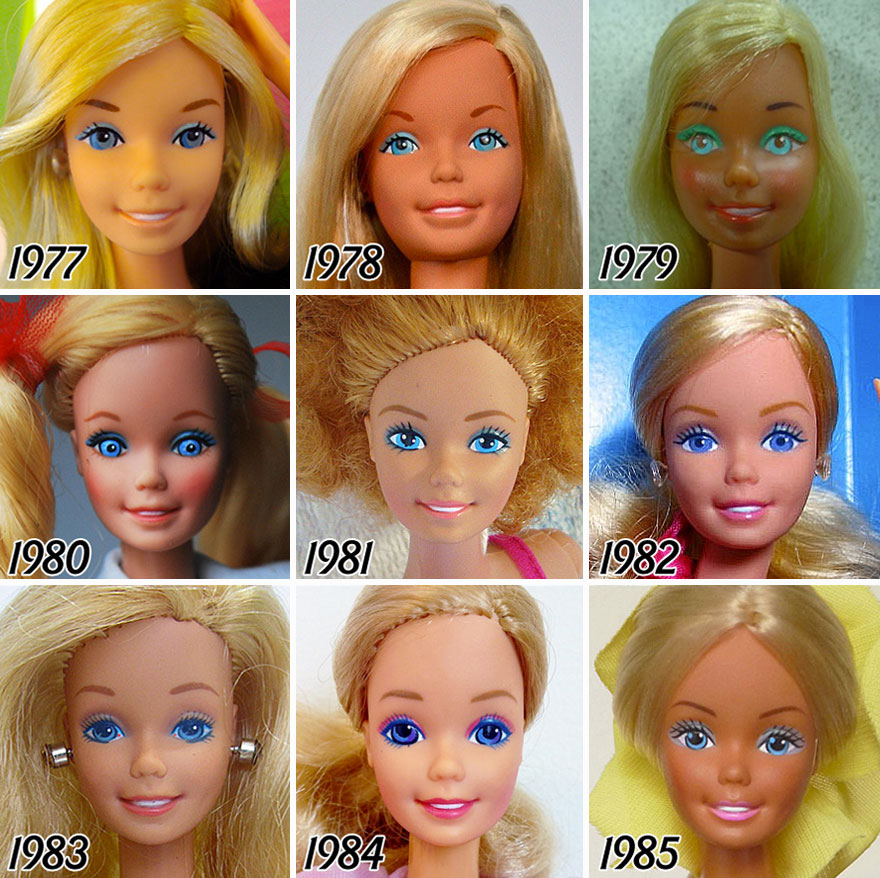 얼굴 - 바비 인형 - 진화 - 1959-2015-3