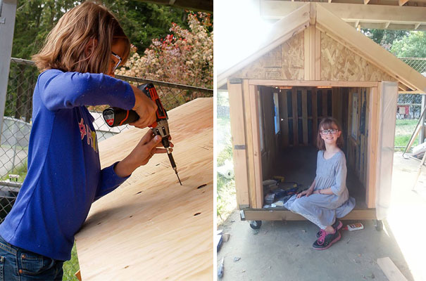 O fetiță de 0 ani construiește adăposturi pentru oamenii străzii și crește chiar și mâncare
