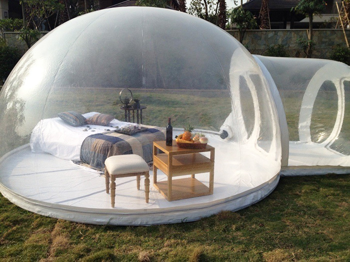 Tente Bulle Transparente GYMAX 3-4 Personnes - Pop-up, Résiste à -20°C, Double Toit Imperméable PVC | Pour Camping, Pêche, événements Extérieurs