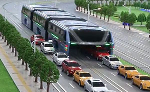 Elevated Bus That Drives Above Traffic Jams