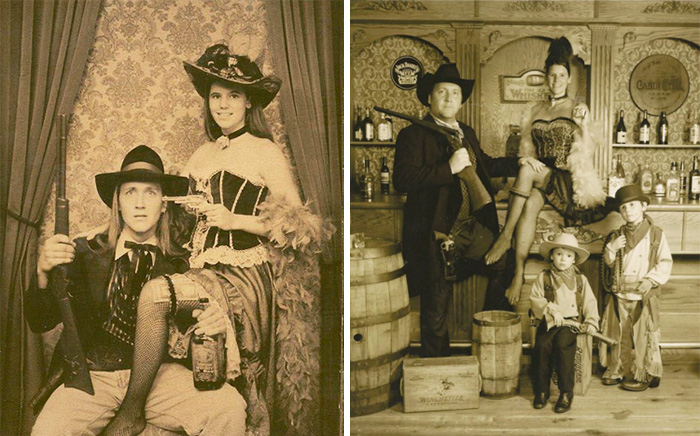 As Teenagers On Our First Date We Took An "Olde West" Photo. Exactly 20 Years Later We Took Another One