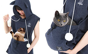 Cat Hoodie With Kangaroo Pouch Lets You Take Your Cat Wherever You Go (Summer Edition)