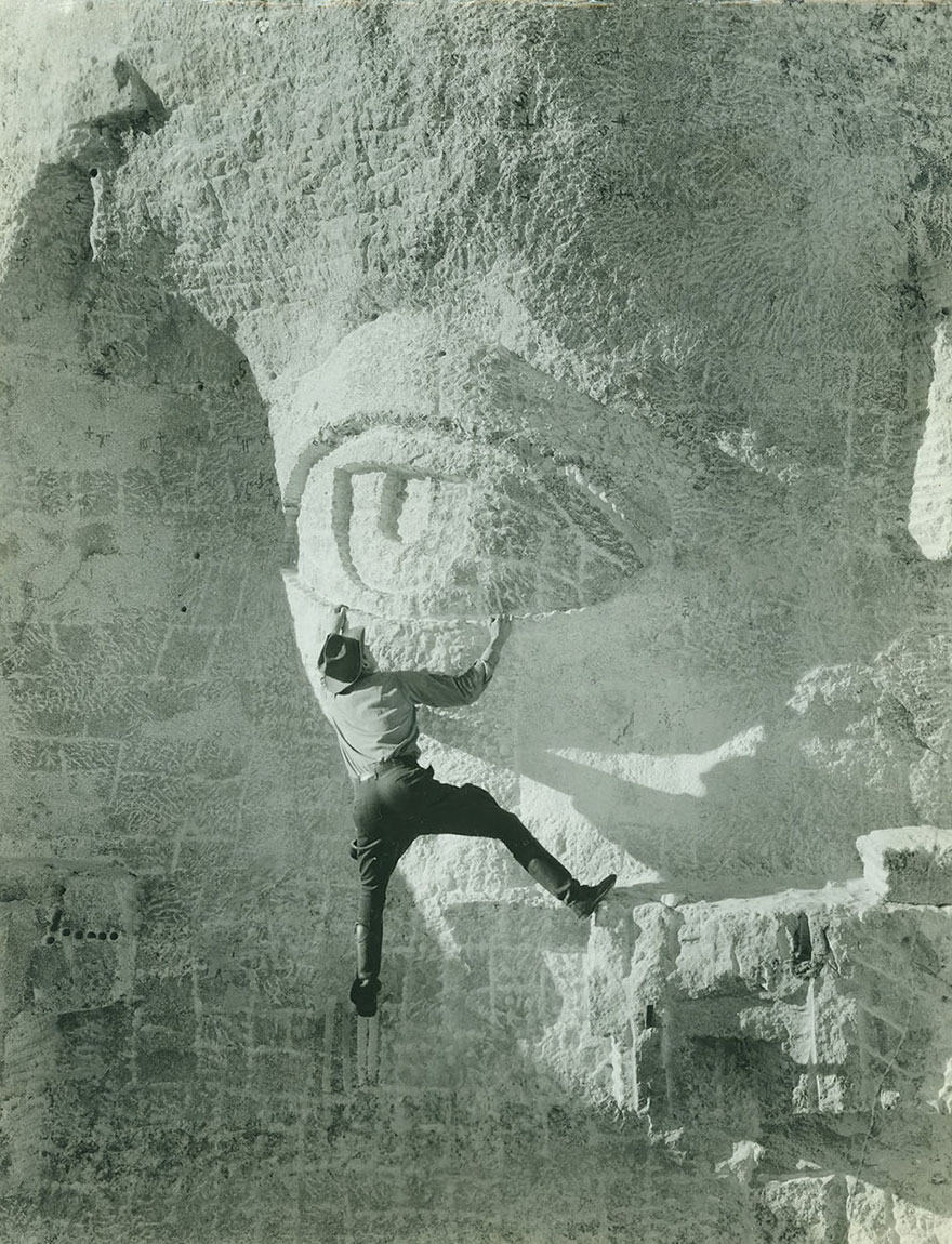 Carving Eye On Mount Rushmore, 1930s.