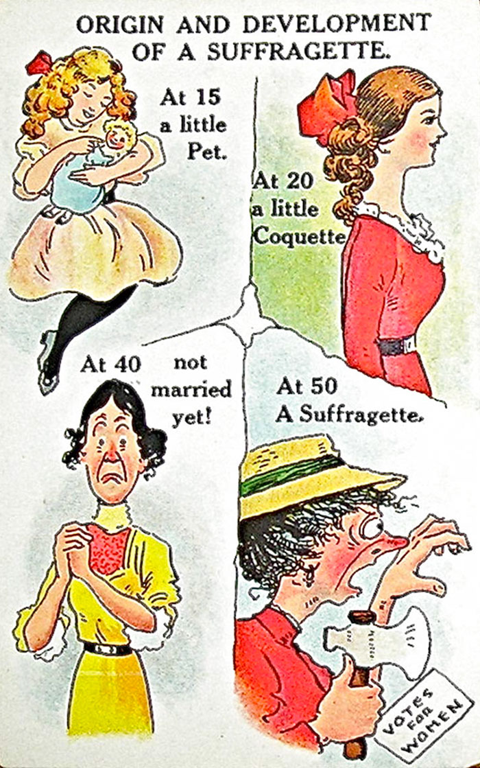 20th Century Propaganda Postcards Against Women's Rights Are Shocking 