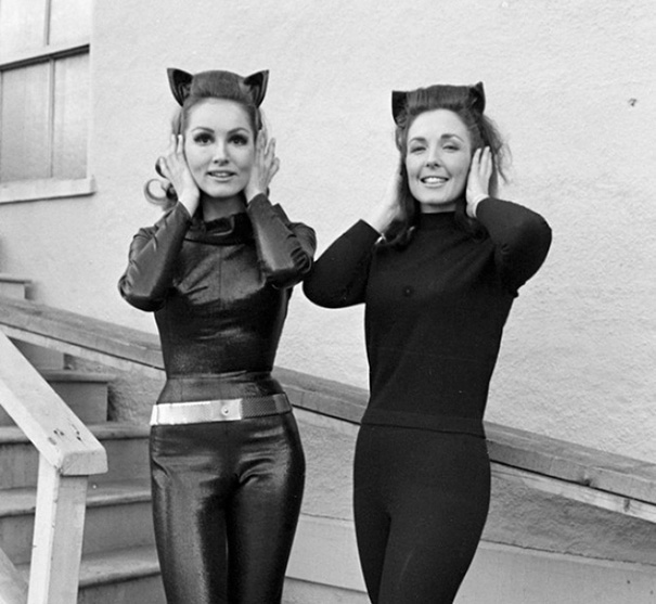 Julie Newmar And Her Stunt Double On The Set Of The Batman TV Series