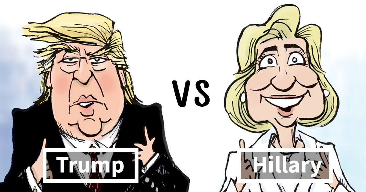 Image result for CLINTON AND TRUMP CARTOONS