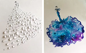 Artist Uses Water Drops And Paint To Create Spontaneous Dress Designs