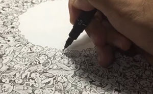 Kerby Rosanes Doodling His Incredibly Detailed 'Friday Night'