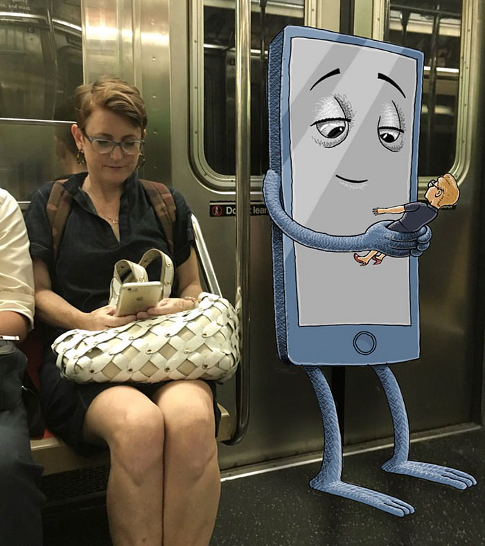 This Clever Artists Has Incredible Monsters Hang Out With Strangers On The Subway