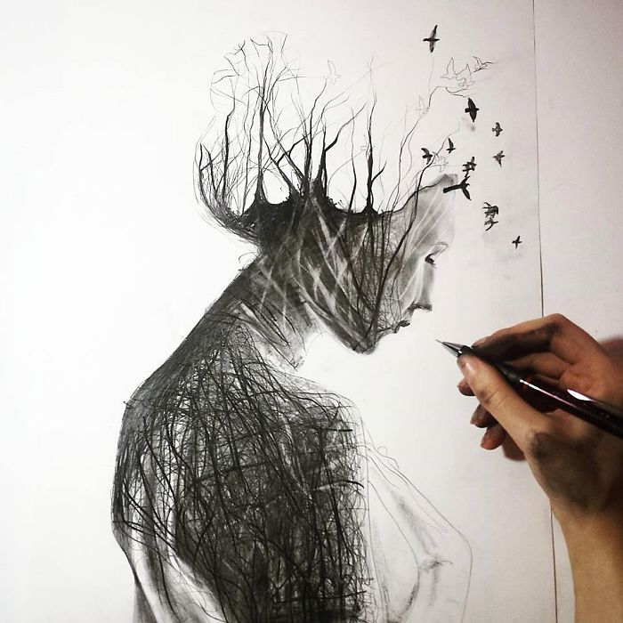 Mother Nature In Pencil Drawings By Gina Iacob Usa Art News