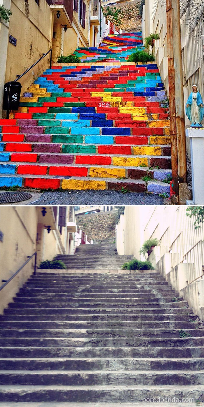 Street Art On The Steps Of Beirut, Lebanon