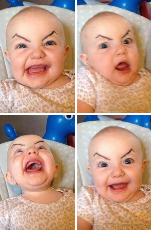 Drawing Angry Eyebrows On A Baby Is The Best!