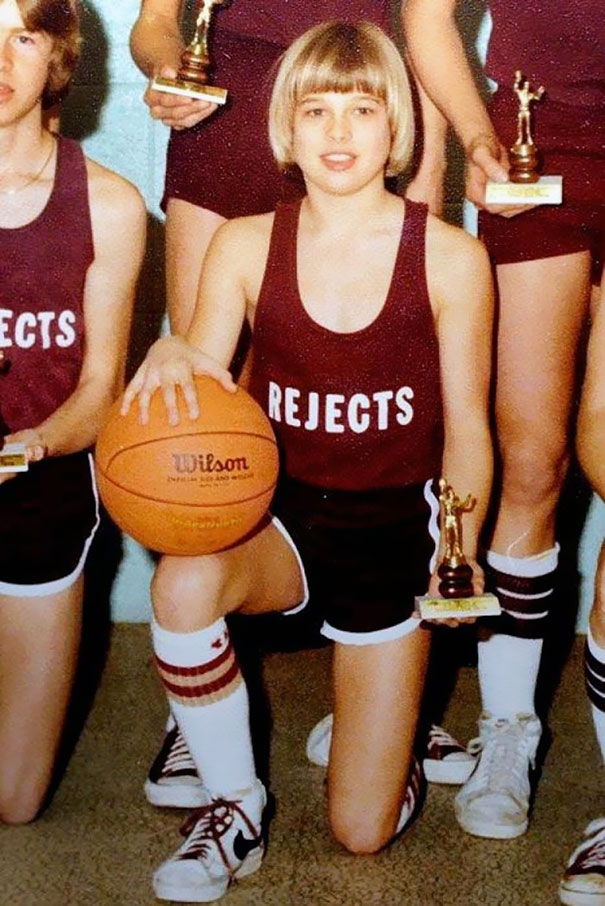 14-Year-Old Brad Pitt With His Basketball Team "Cherokee Rejects", 1977
