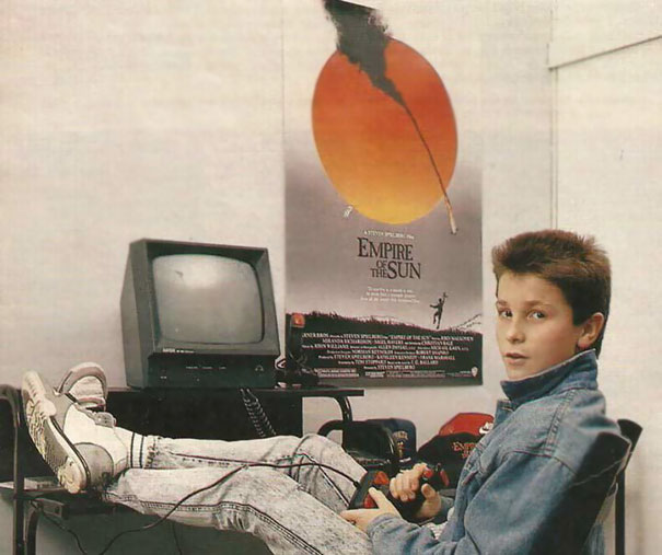 Young Christian Bale Playing With His Amstrad Computer