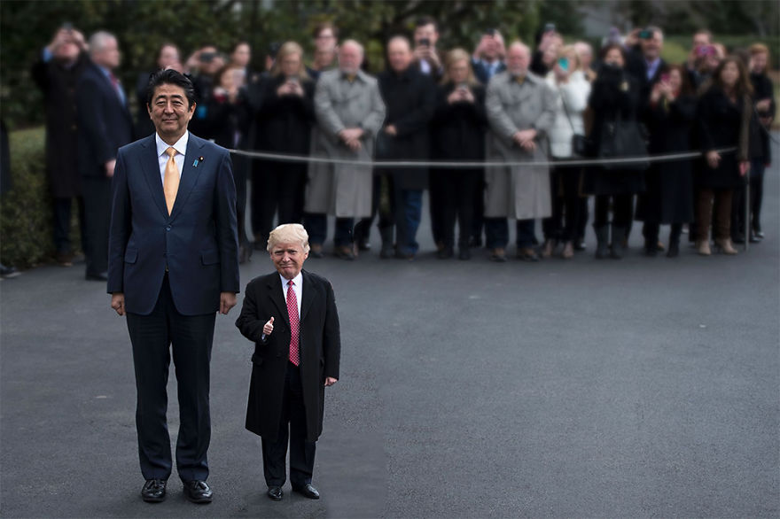 Los internautas se burlan de Trump haciendo que se vea pequeño en las fotos