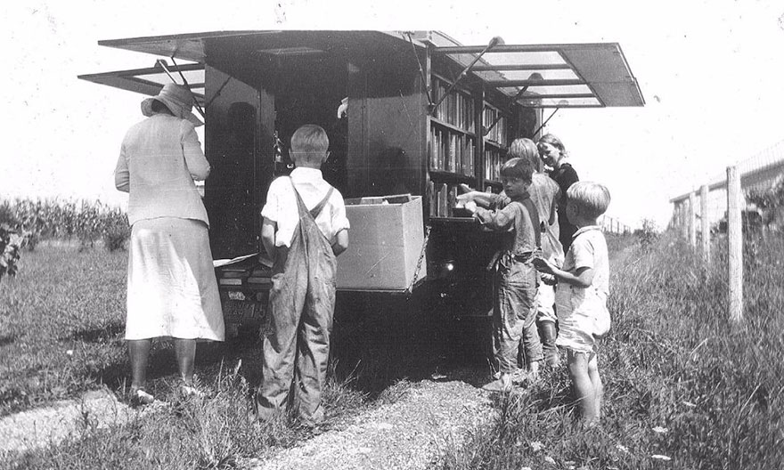 The Library’s Bookmobile On Compton Road, C.1933