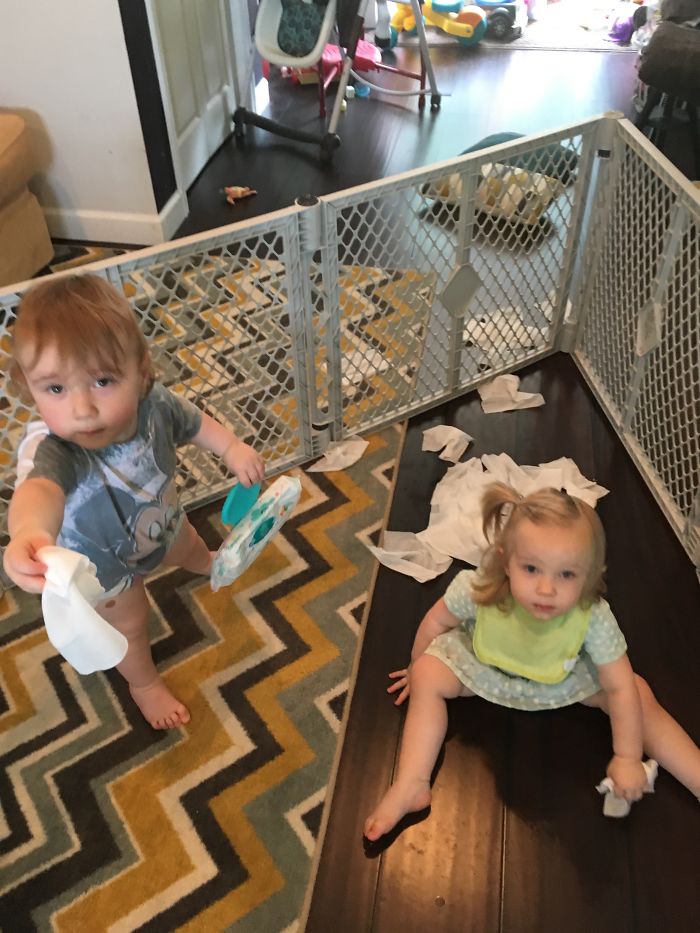 Thanks For "Helping" Mommy Clean... With An Entire Package Of Wipes