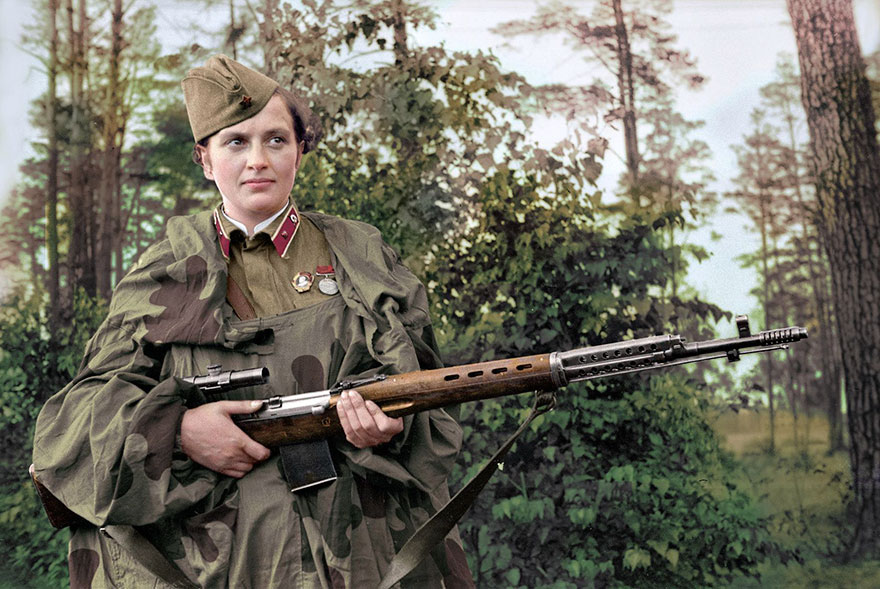 Colourised Pics Of Russias Female Snipers Who Terrorised Nazis, Including Lady Death With 309 Kills