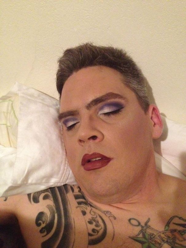 This Is What Happens When My Husband, Who Is Married To A Makeup Artist, Has The Nerve To Fall Asleep Early When Im In Town