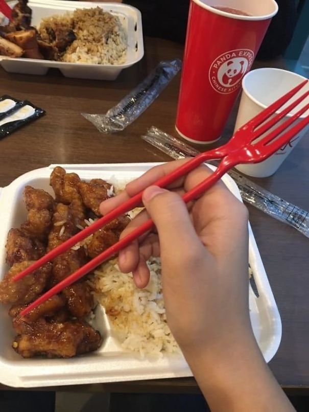 Chopsticks That Are Also A Fork, In Case You're Not Feeling Too Confident