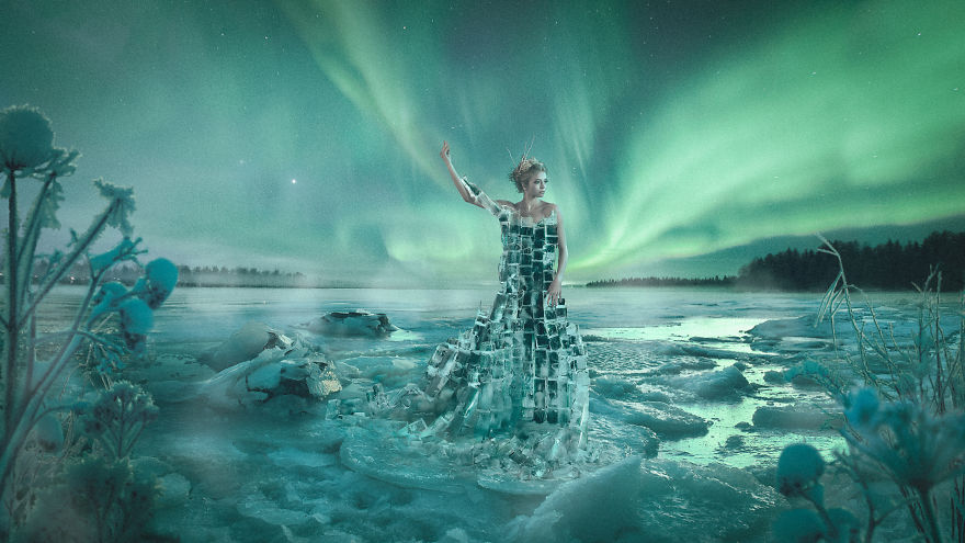  built dress made ice maiden finland photoshoot 