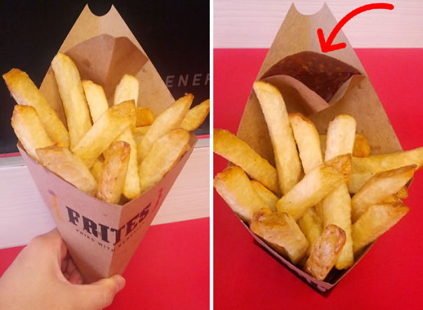 This French Fries Cone Has A Built In Sauce Container