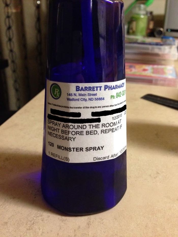 Friend's Daughter Is Afraid Of Monsters In Her Closet. The Doctor Had The Pharmacy Fill This For Her