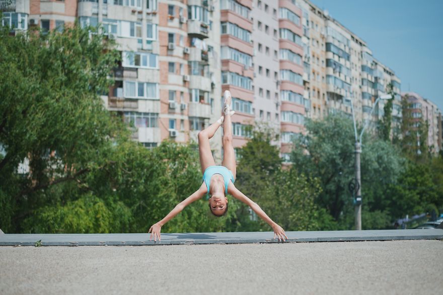  captured little ballerina levitating streets bucharest 
