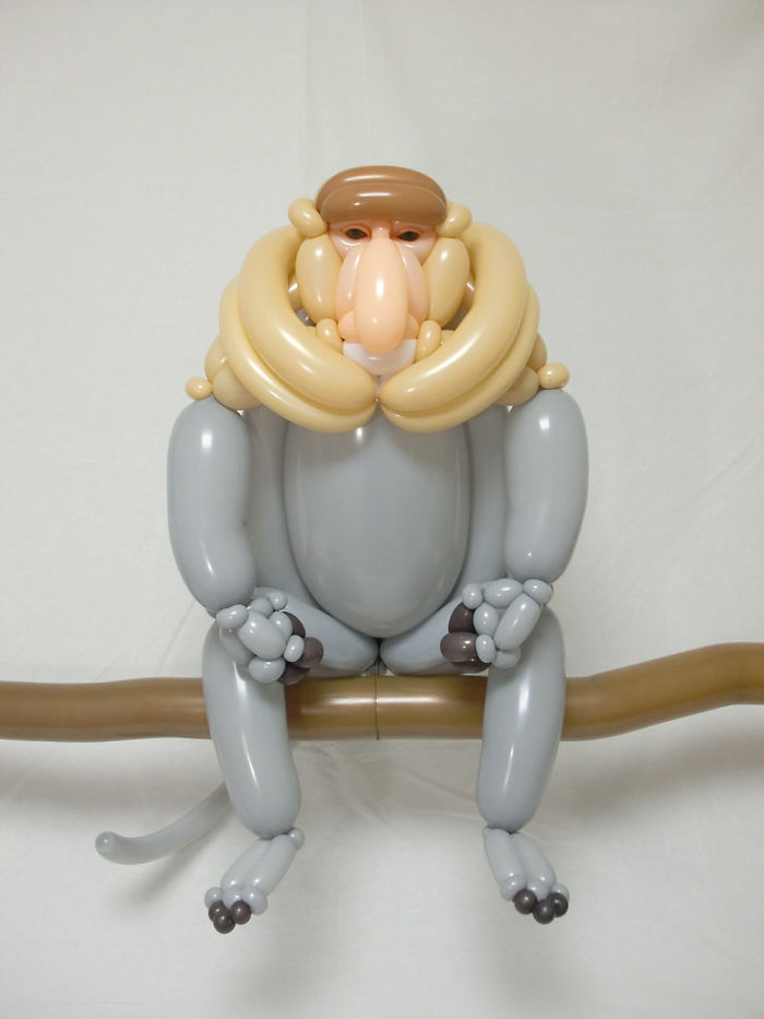Proboscis Monkey figuras hechas con globos inflables