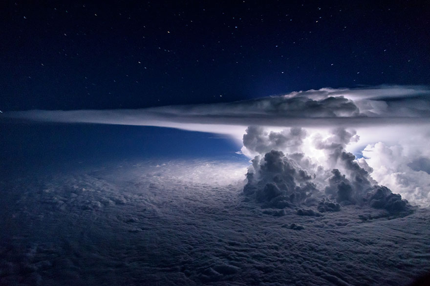 ‘A Colossal Cumulonimbus Flashes Over The Pacific Ocean As We Circle Around It At 37000 Feet En Route To South America’
