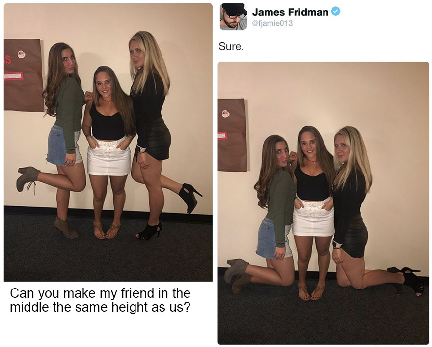 ¿Podés hacer que nuestra amiga del medio sea igual de alta que nosotras?