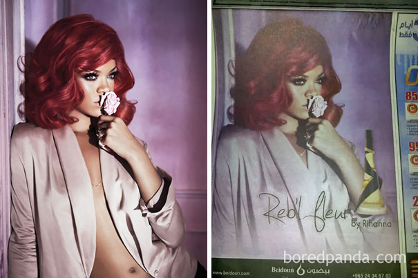 Rihanna's en la publicidad de un perfume en Kuwait